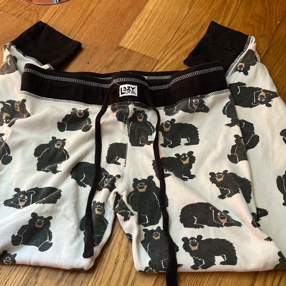 Lazy One Black and White Bear Pajama Pants
